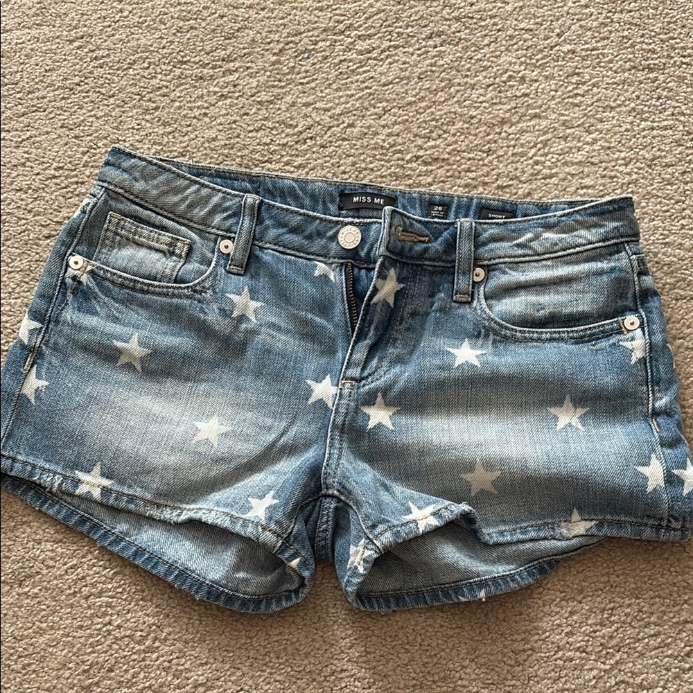 Miss Me Blue Star-Patterned Women's Shorts